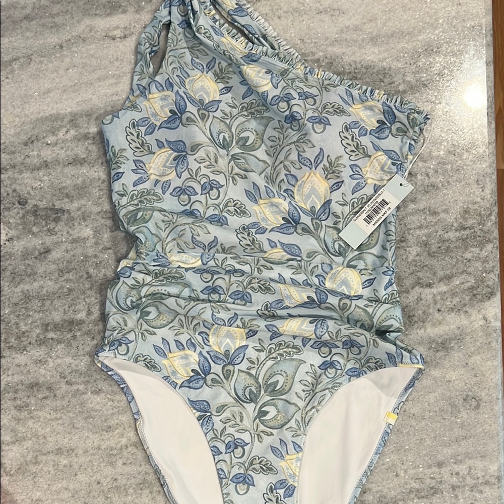 Summersalt x Markarian NWT side stroke Blue and Cream One Piece Swimsuit
